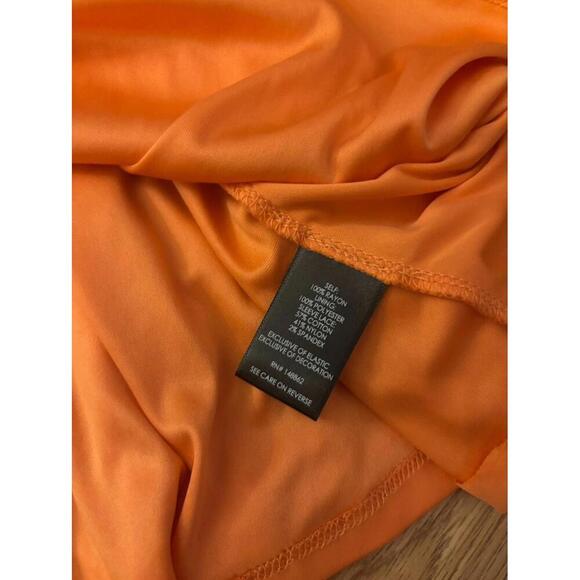 Torrid Orange Swiss Dot Lace Detail 3/4 Sleeve Tunic Blouse Size 1 - Picture 8 of 11